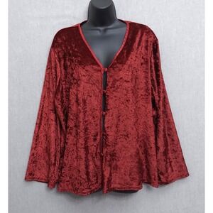 Velvet Y2K Vamp Top Women 2XL Burgundy Button Whimsigoth Fairy Grunge Romantic‎